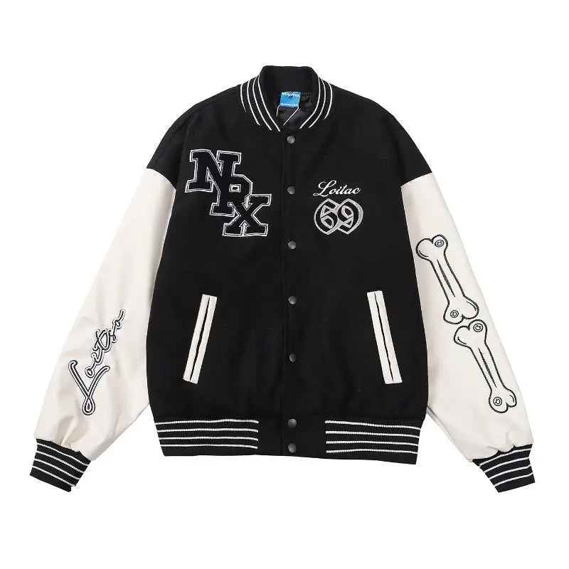 Contrast Color Stitching Patch Printed Baseball Uniform For Men And Women Loose Couple Cotton Clothing Beyond Trends Hub