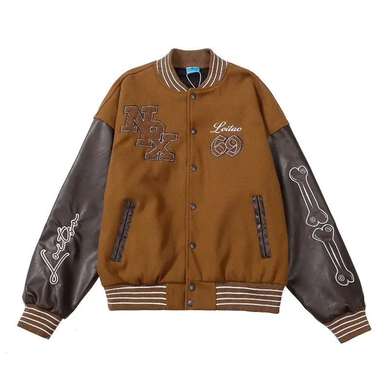 Contrast Color Stitching Patch Printed Baseball Uniform For Men And Women Loose Couple Cotton Clothing Beyond Trends Hub
