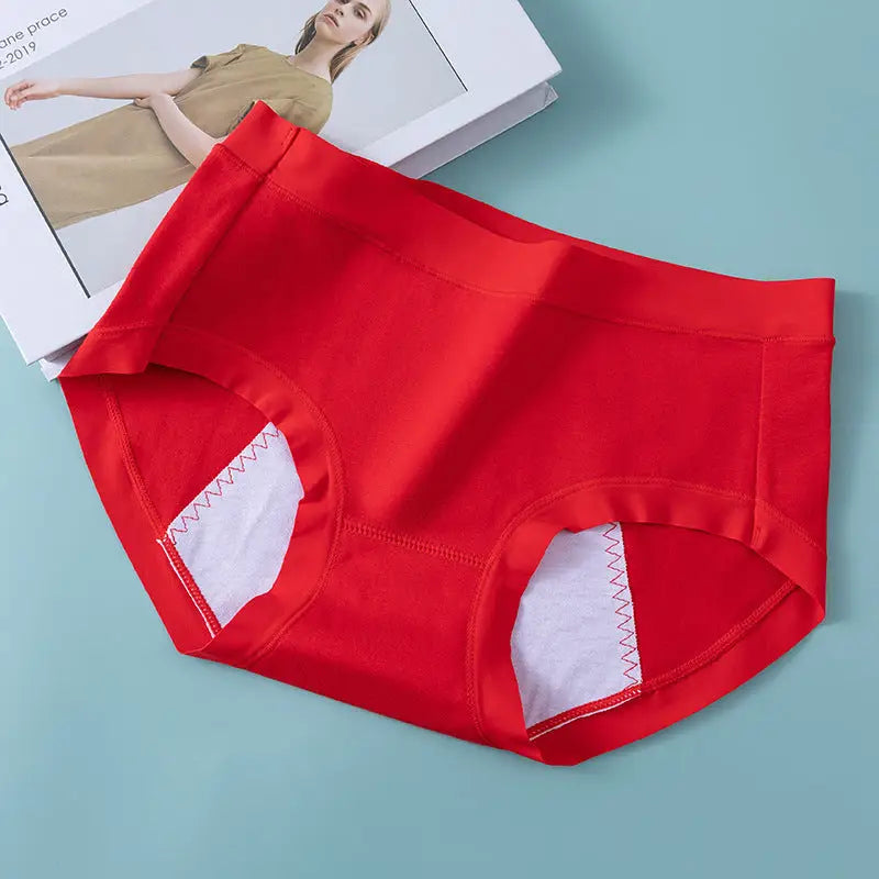 Cotton Menstrual Period Side Leakage Prevention Menstrual Panties - Bright Red / L