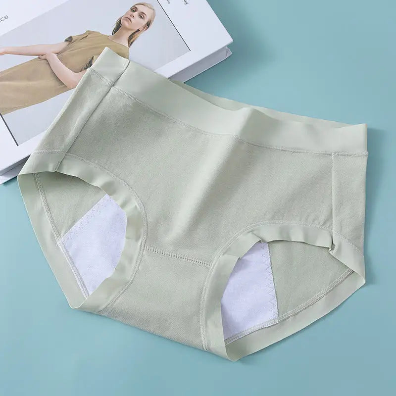 Cotton Menstrual Period Side Leakage Prevention Menstrual Panties - Elegant Green / L