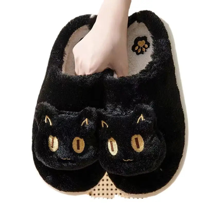 Cotton Slippers Plush Cartoon Cat Platform Non-slip Slippers Beyond Trends Hub