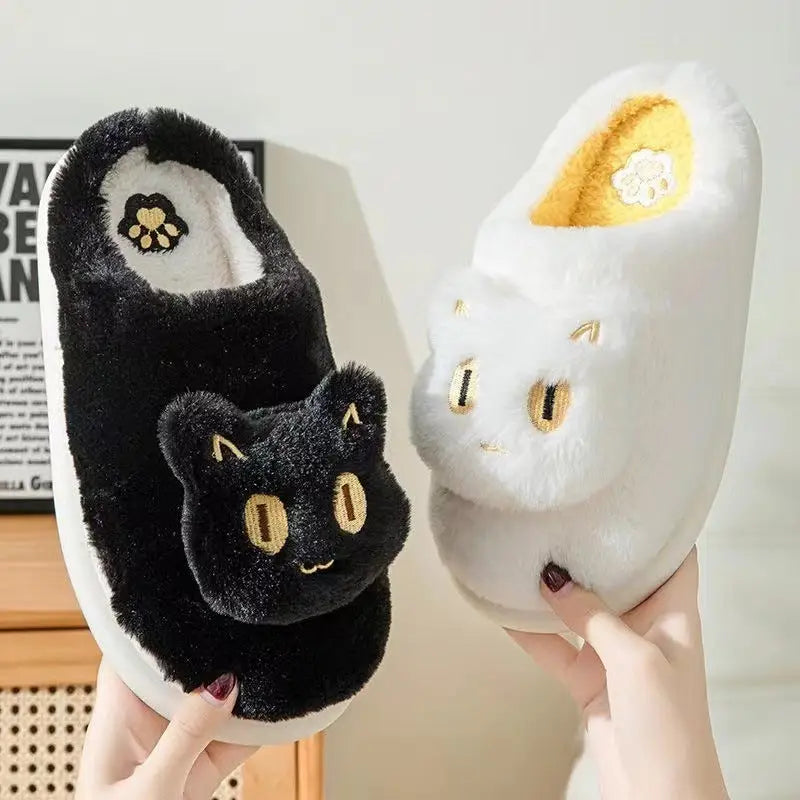 Cotton Slippers Plush Cartoon Cat Platform Non-slip Slippers Beyond Trends Hub