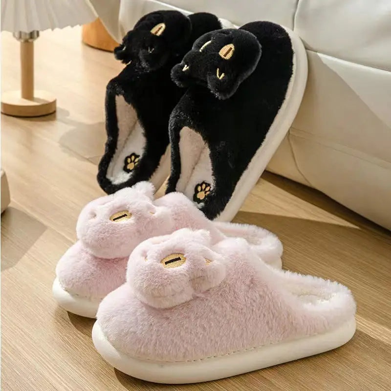 Cotton Slippers Plush Cartoon Cat Platform Non-slip Slippers Beyond Trends Hub