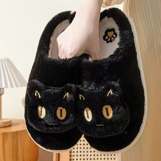 Cotton Slippers Plush Cartoon Cat Platform Non-slip Slippers Beyond Trends Hub