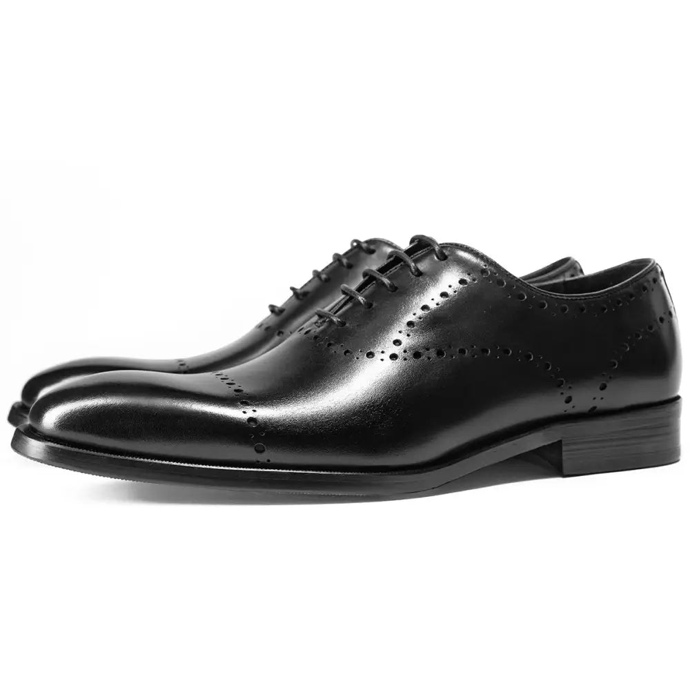 Cowhide British Style Brock Oxford Shoes Men - Black / 37