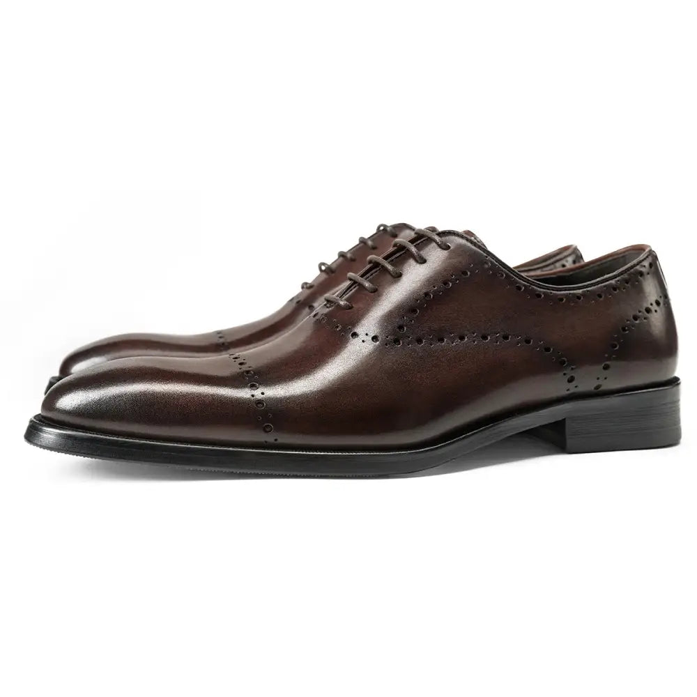 Cowhide British Style Brock Oxford Shoes Men - Coffee / 37