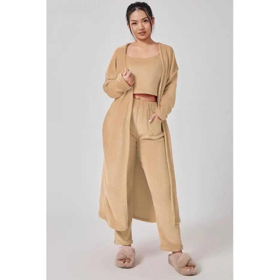 Cozy Pajama Set, 3 Piece Lounge Set, Cute Loungewear, Warm Suit Sets, Matching Set, Lounge Set, 3 Piece Pant Sets, Women Winter Dress Beyond Trends Hub
