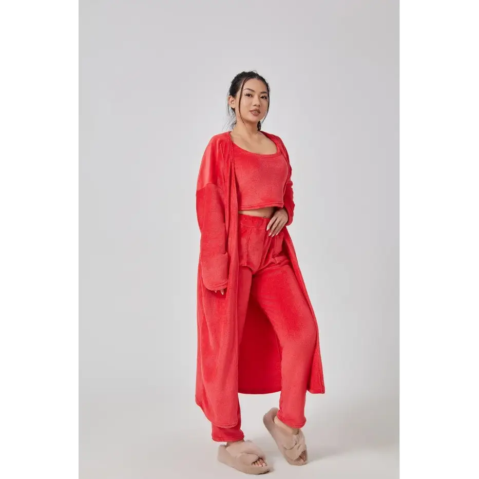 Cozy Pajama Set, 3 Piece Lounge Set, Cute Loungewear, Warm Suit Sets, Matching Set, Lounge Set, 3 Piece Pant Sets, Women Winter Dress Beyond Trends Hub