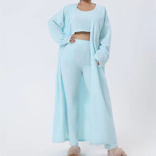 Cozy Pajama Set, 3 Piece Lounge Set, Cute Loungewear, Warm Suit Sets, Matching Set, Lounge Set, 3 Piece Pant Sets, Women Winter Dress Beyond Trends Hub