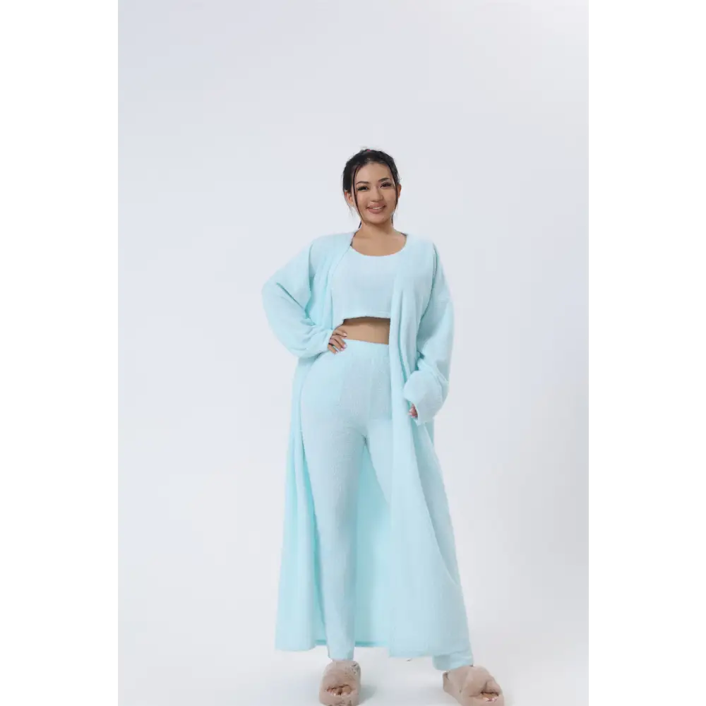 Cozy Pajama Set, 3 Piece Lounge Set, Cute Loungewear, Warm Suit Sets, Matching Set, Lounge Set, 3 Piece Pant Sets, Women Winter Dress Beyond Trends Hub