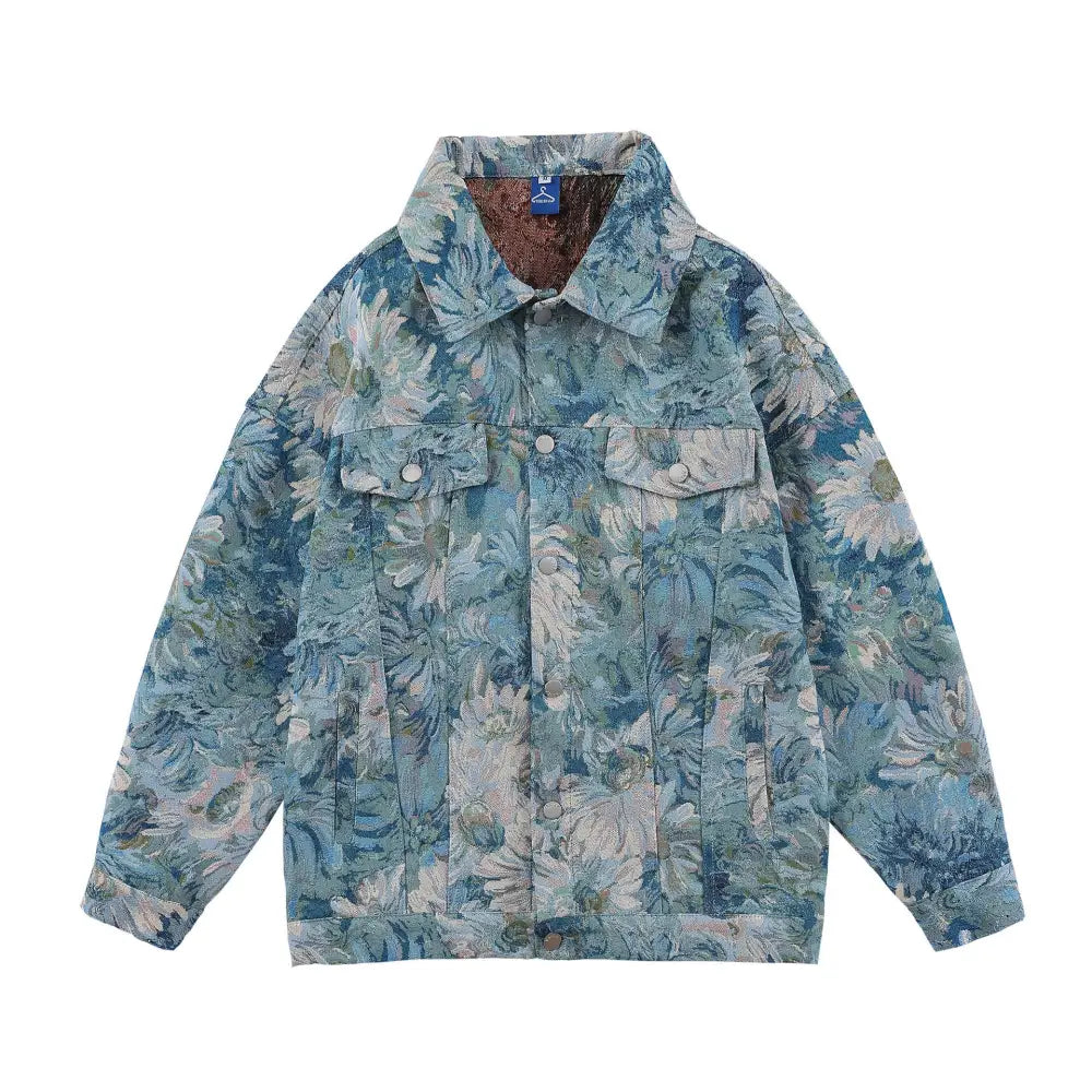 Creative Floral Denim Men Autumn Loose Men's And Women's Jackets Beyond Trends Hub