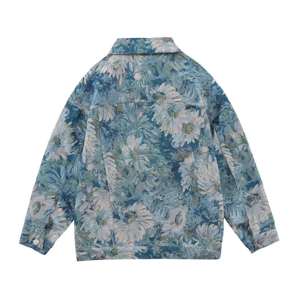 Creative Floral Denim Men Autumn Loose Men's And Women's Jackets Beyond Trends Hub