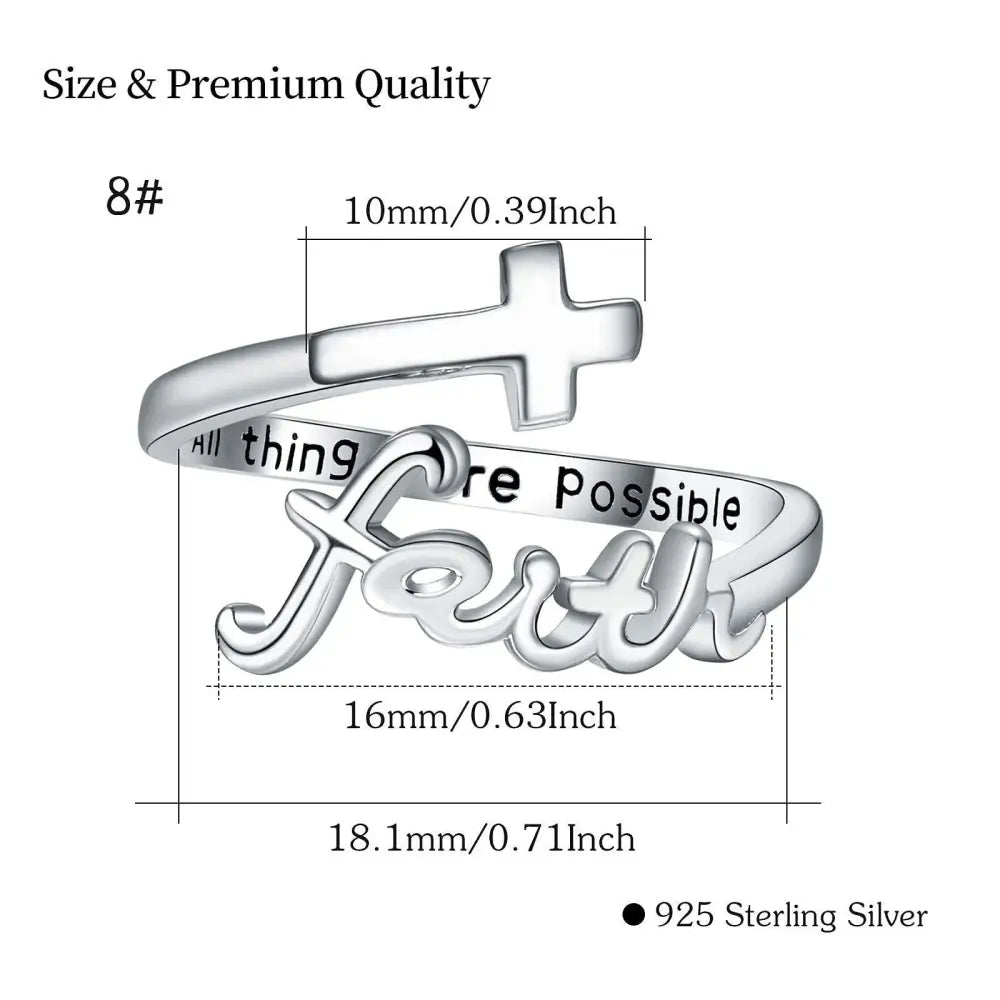 Cross Ring 925 Sterling Silver Faith Adjustable Open Ring Jewelry for Mother Women Men Women Gifts Beyond Trends Hub