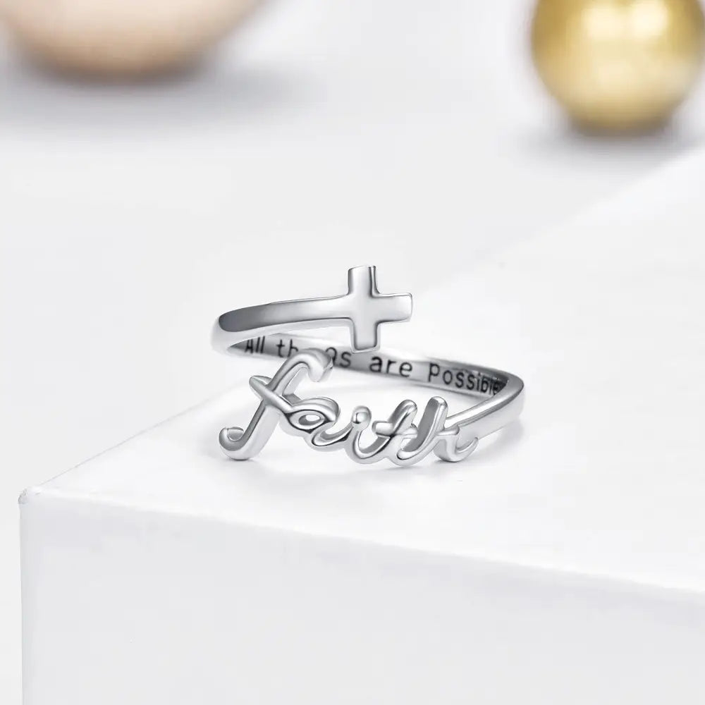 Cross Ring 925 Sterling Silver Faith Adjustable Open Ring Jewelry for Mother Women Men Women Gifts Beyond Trends Hub