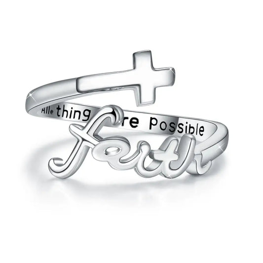 Cross Rings 925 Sterling Silver Faith Adjustable Rings Open Rings Cross Ring Jewellery For Mother Women Men Women Gifts - Beyond Trends Hub 