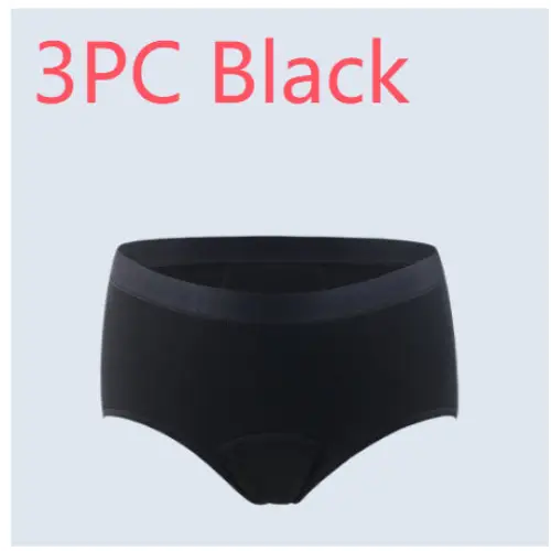 Crotch Menstrual Period Menstrual Period Pants Ladies 4 Layers - 3PC Black / 2XL