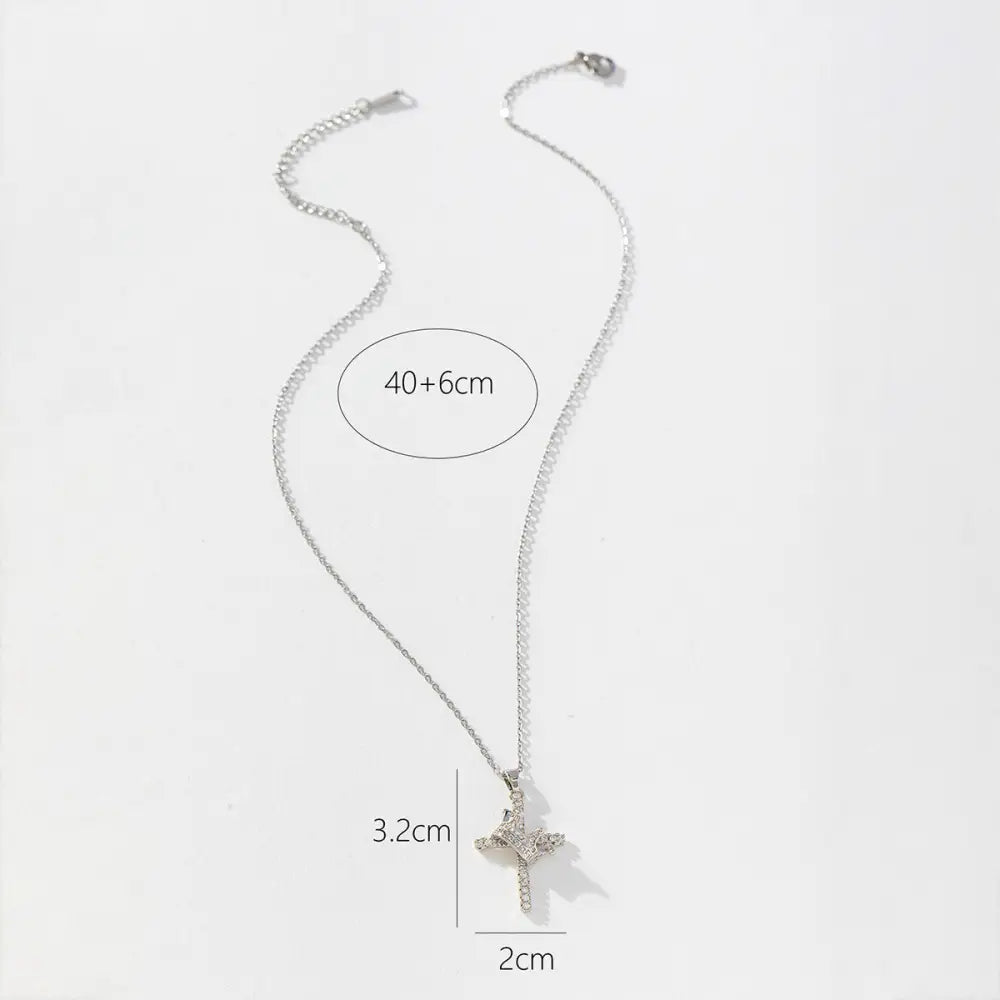 Crown Cross Clavicle Chain 18K Gold Zircon Pendant Necklace