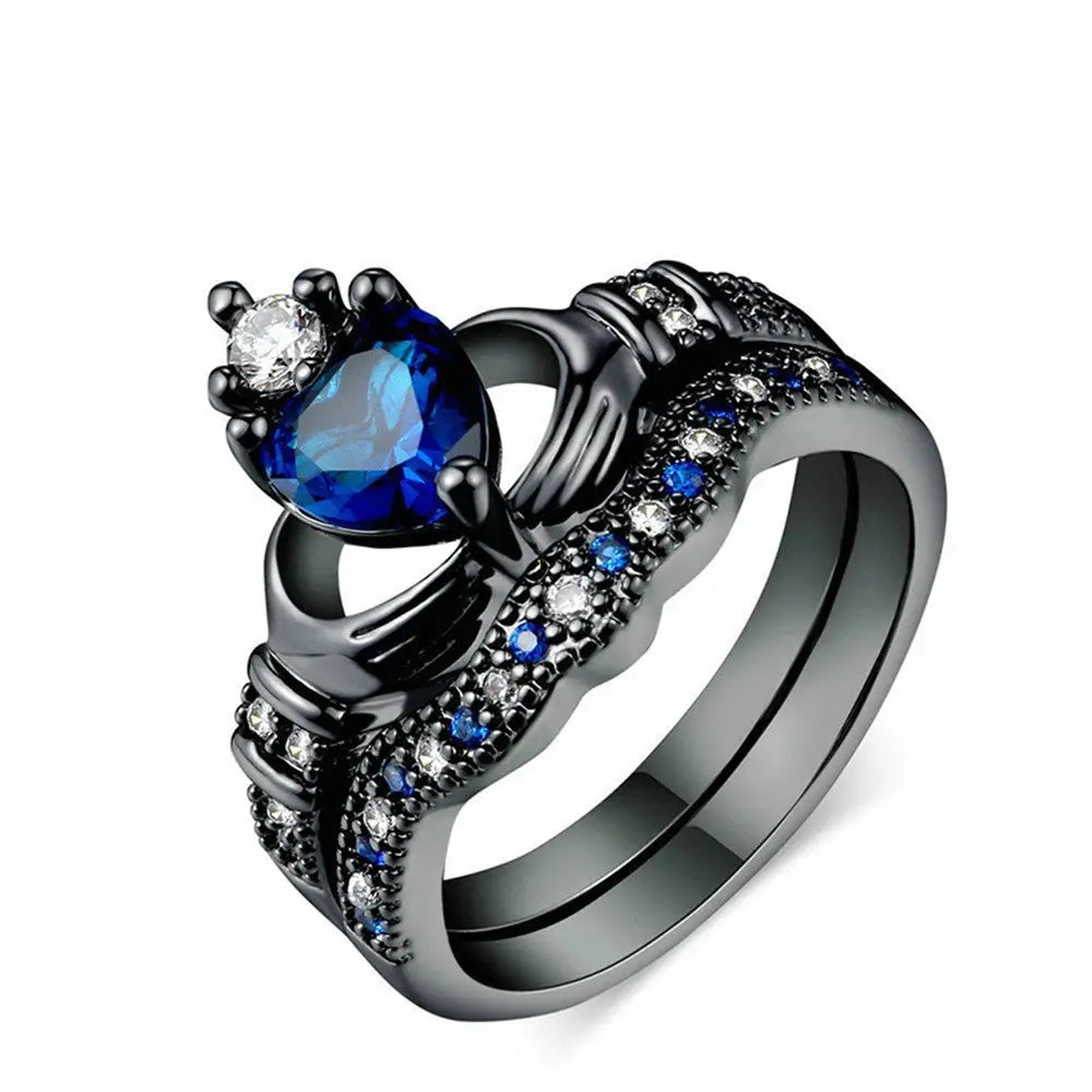 Crown love sapphire female ring - US10