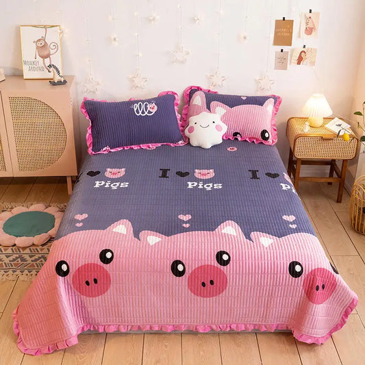Crystal Velvet Bed Cover With Warm Quilted Sheets Korean Style - Beyond Trends Hub 