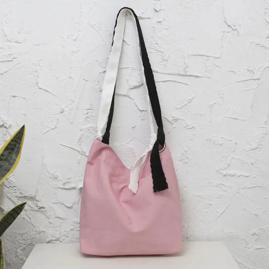 Custom bags wholesale sweet double strap canvas bag simple fashion shopping travel girl single shoulder bag - Beyond Trends Hub 