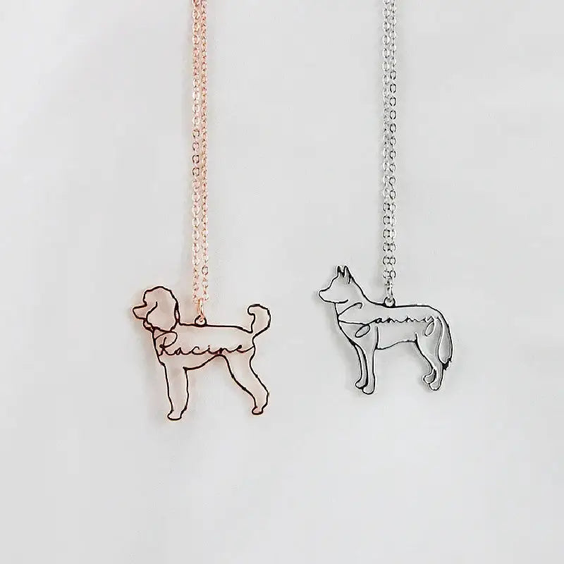 Customized Pet Shape Name Pendant Stainless Steel Necklaces For Women Personalized Cat Necklace Animal Memorial For Pet Lover Beyond Trends Hub