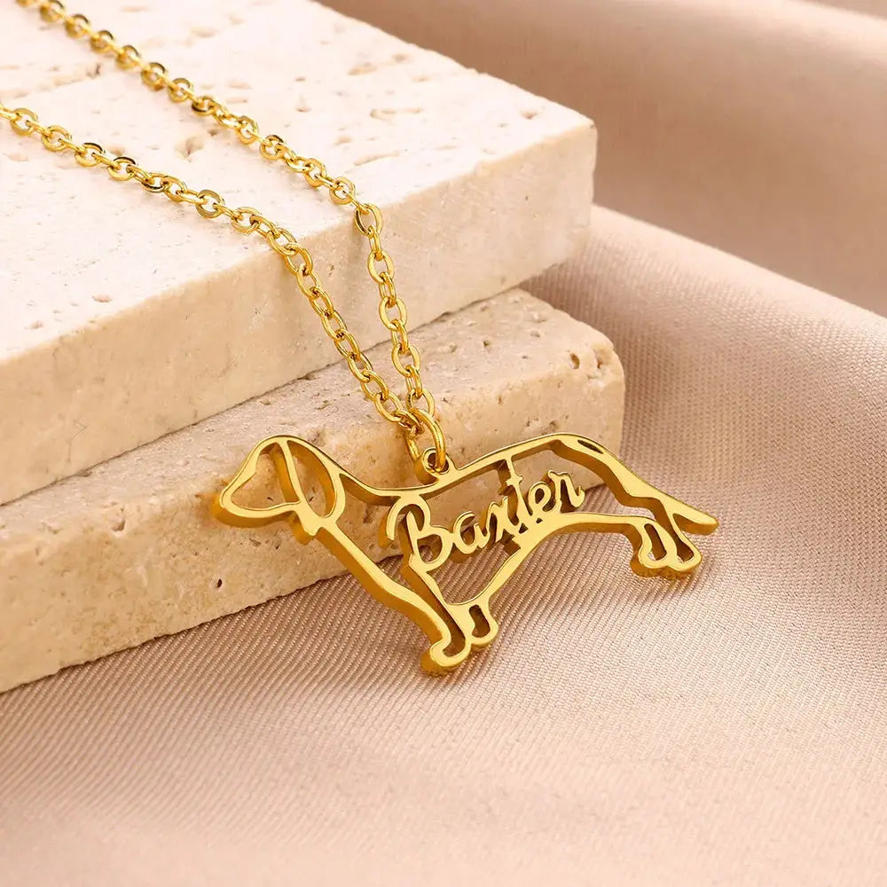 Customized Pet Shape Name Pendant Stainless Steel Necklaces For Women Personalized Cat Necklace Animal Memorial For Pet Lover Beyond Trends Hub