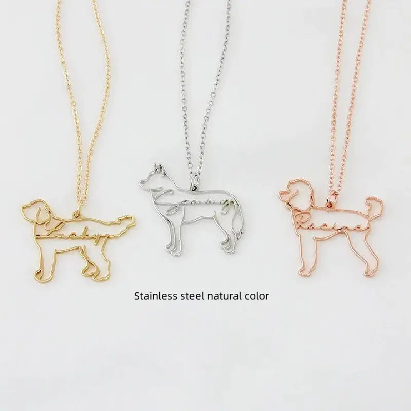 Customized Pet Shape Name Pendant Stainless Steel Necklaces For Women Personalized Cat Necklace Animal Memorial For Pet Lover Beyond Trends Hub
