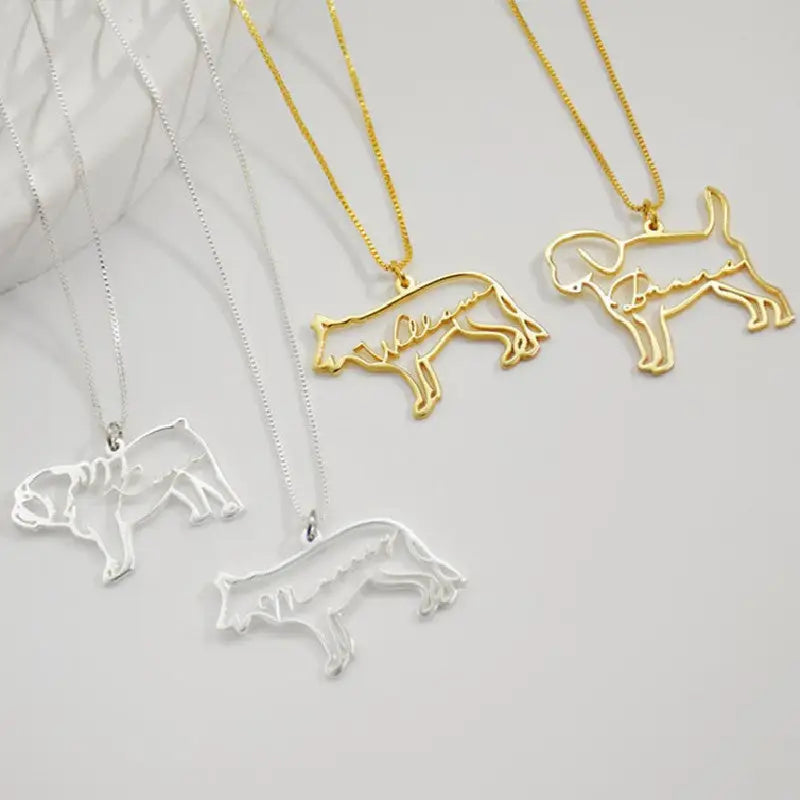 Customized Pet Shape Name Pendant Stainless Steel Necklaces For Women Personalized Cat Necklace Animal Memorial For Pet Lover Beyond Trends Hub