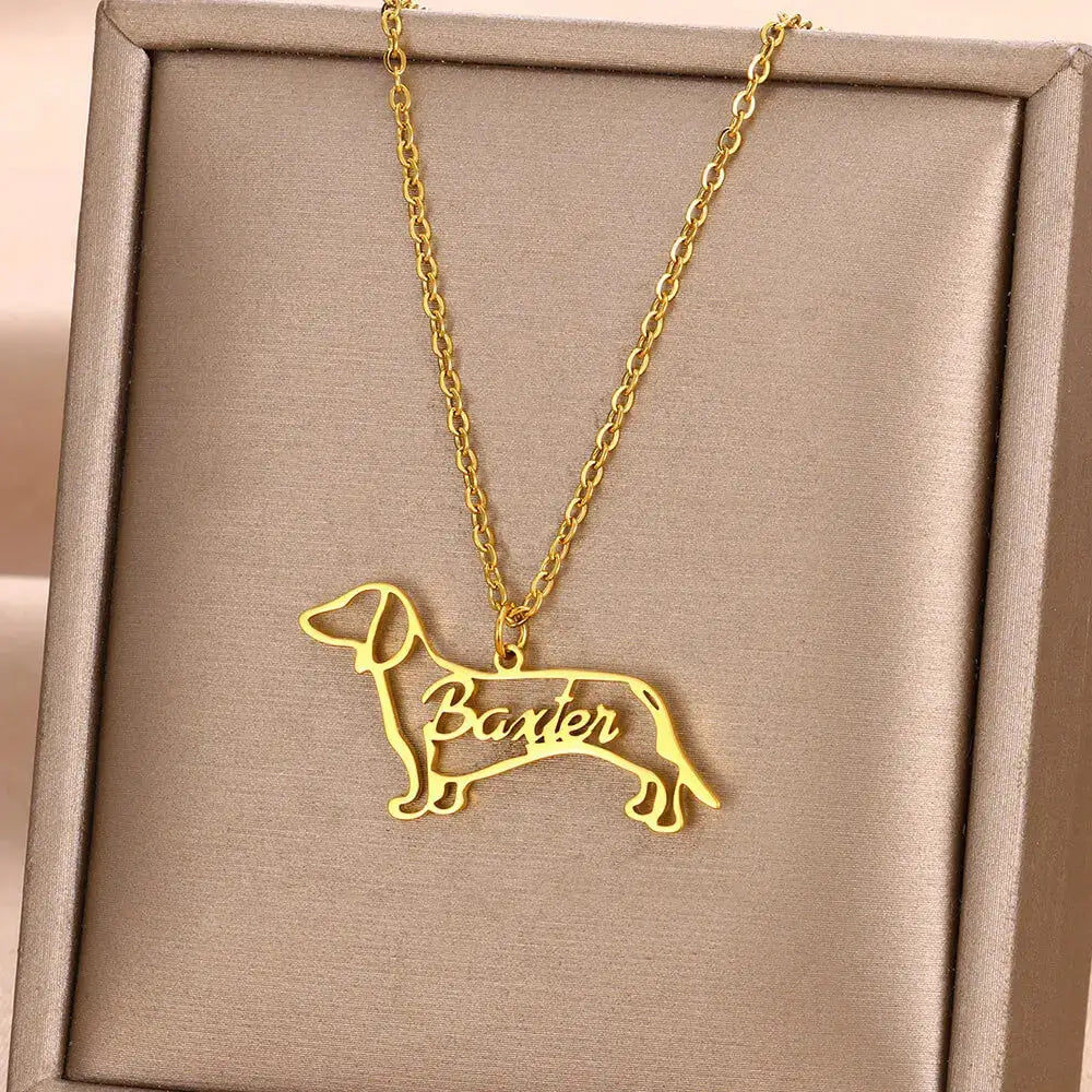 Customized Pet Shape Name Pendant Stainless Steel Necklaces For Women Personalized Cat Necklace Animal Memorial For Pet Lover Beyond Trends Hub