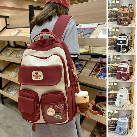 Cute Campus Preppy Backpack Large Capacity Multi-pocket Bags Women Primary Junior High School Students Schoolbags Beyond Trends Hub