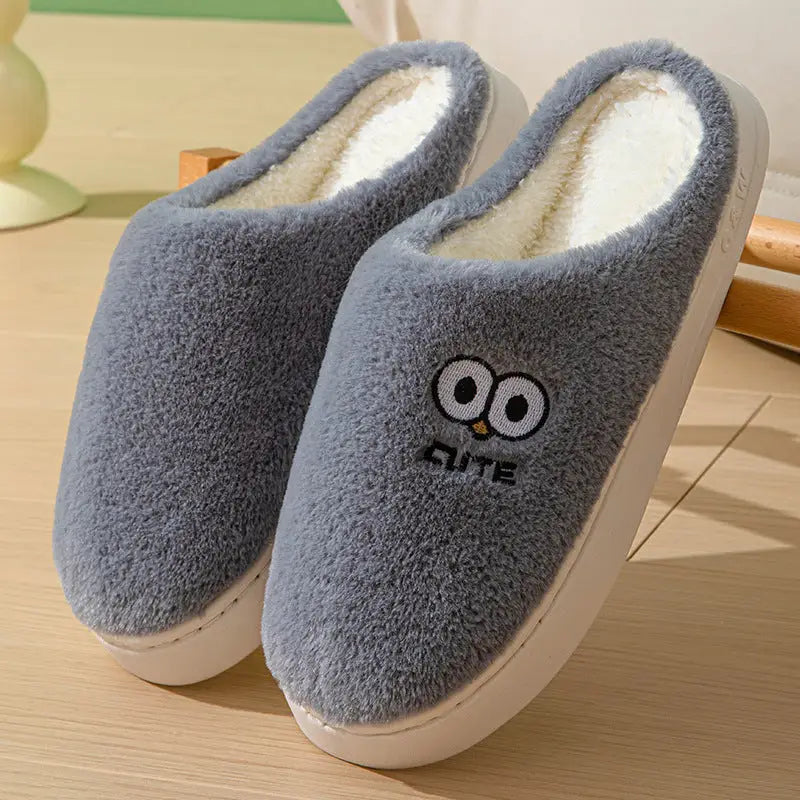 Cute Cartoon Big-eyes Slippers For Couples Winter Warm Non-slip Floor Bedroom Slipper Home Men And Women House Shoes Beyond Trends Hub