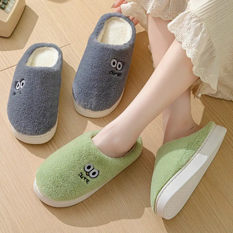 Cute Cartoon Big-eyes Slippers For Couples Winter Warm Non-slip Floor Bedroom Slipper Home Men And Women House Shoes Beyond Trends Hub