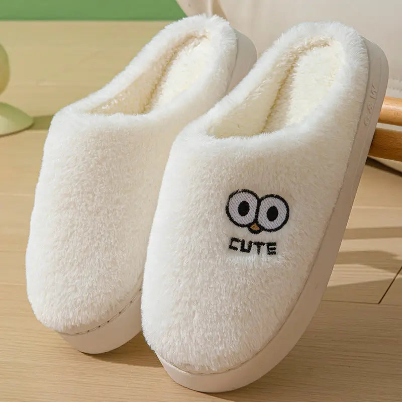 Cute Cartoon Big-eyes Slippers For Couples Winter Warm Non-slip Floor Bedroom Slipper Home Men And Women House Shoes Beyond Trends Hub