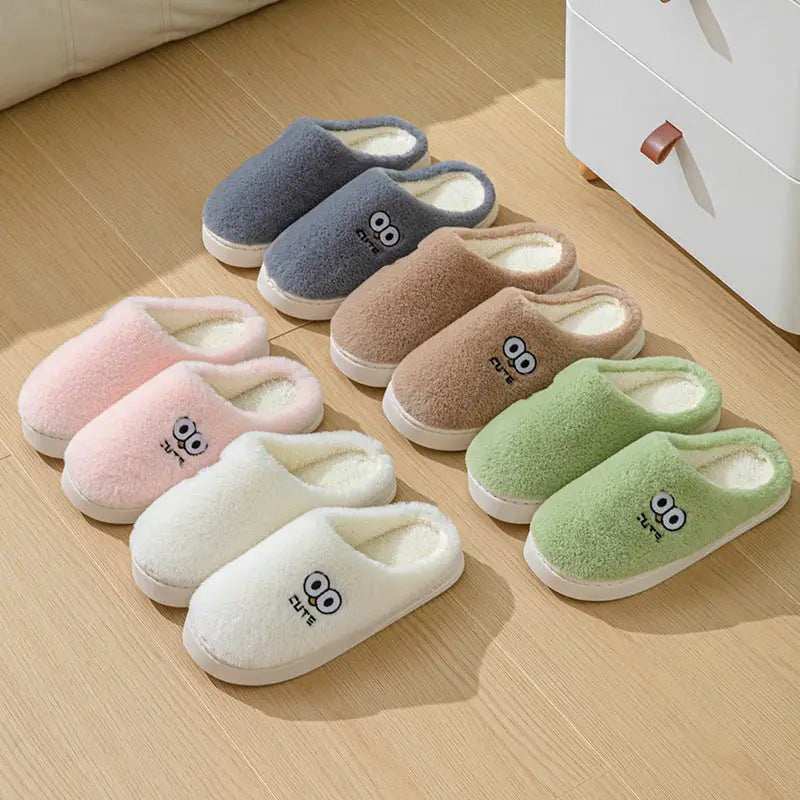 Cute Cartoon Big-eyes Slippers For Couples Winter Warm Non-slip Floor Bedroom Slipper Home Men And Women House Shoes Beyond Trends Hub