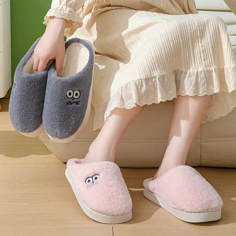 Cute Cartoon Big-eyes Slippers For Couples Winter Warm Non-slip Floor Bedroom Slipper Home Men And Women House Shoes Beyond Trends Hub