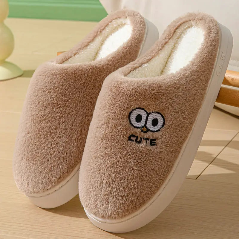 Cute Cartoon Big-eyes Slippers For Couples Winter Warm Non-slip Floor Bedroom Slipper Home Men And Women House Shoes Beyond Trends Hub