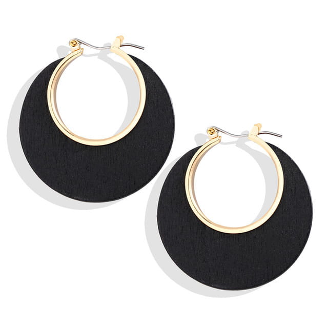 Pair of elegant black and gold hoop earrings from the Earrings Women collection.