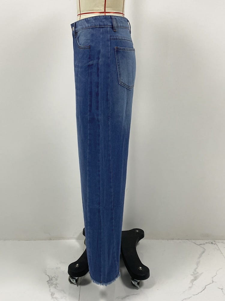 Fashion Straight Wide Leg Jeans Casual High Waist Non Elastic Women’s