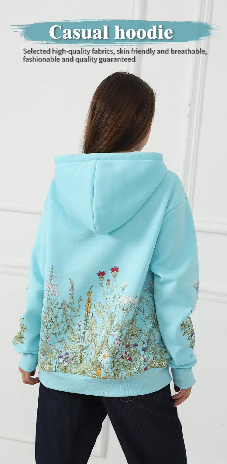Women’s Solid Color Floral Long Sleeved Sweatshirt