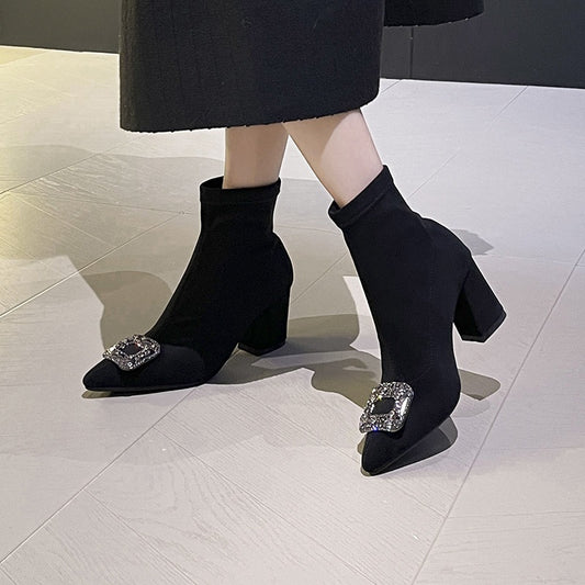 Womens Luxurious And Elegant Pointed-toe Ankle Boots