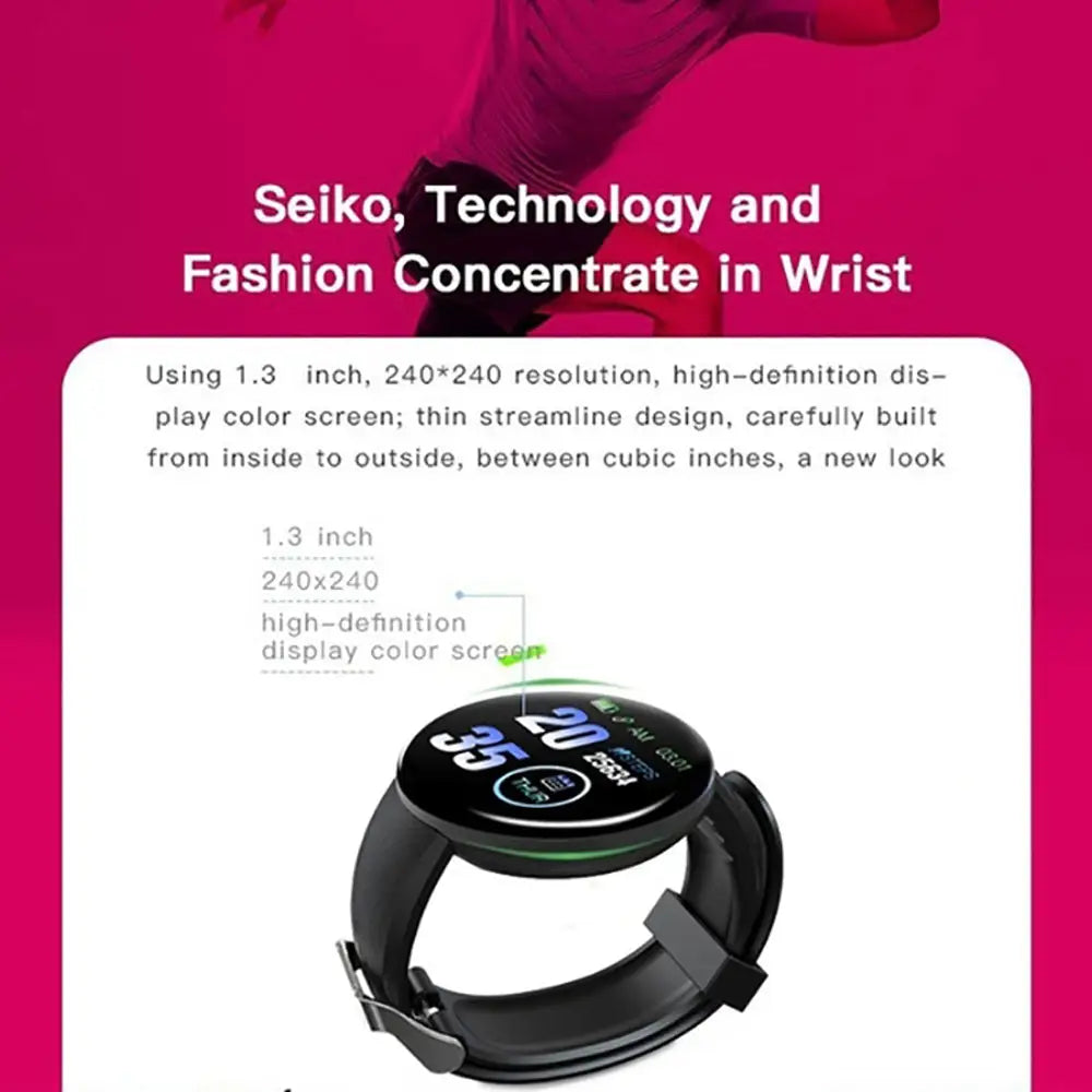 D18 Bluetooth Smart Watch, Men Women Blood Pressure Heart Rate Monitor Smart Watch, Pedometer Sport Tracker Smart Band For Android IOS Beyond Trends Hub