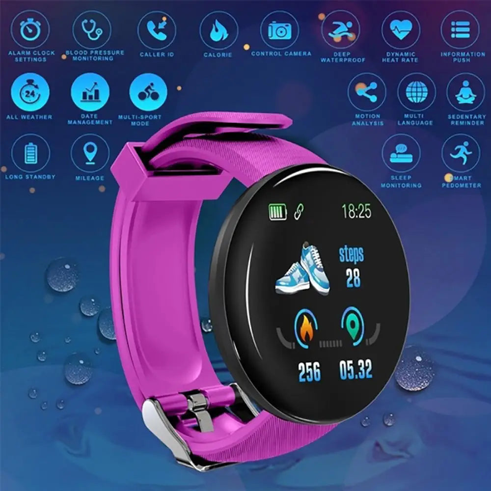 D18 Bluetooth Smart Watch, Men Women Blood Pressure Heart Rate Monitor Smart Watch, Pedometer Sport Tracker Smart Band For Android IOS Beyond Trends Hub