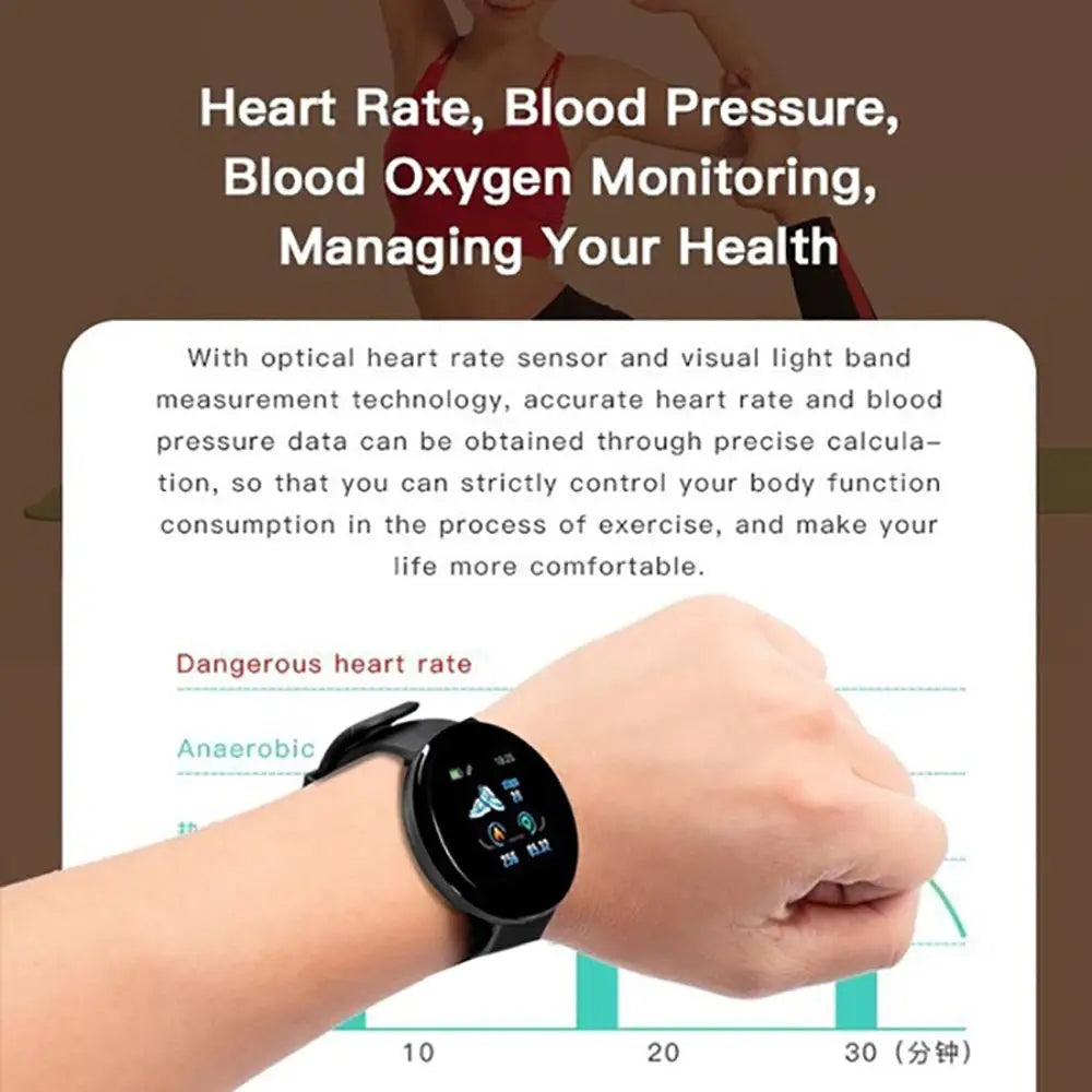 D18 Bluetooth Smart Watch, Men Women Blood Pressure Heart Rate Monitor Smart Watch, Pedometer Sport Tracker Smart Band For Android IOS Beyond Trends Hub