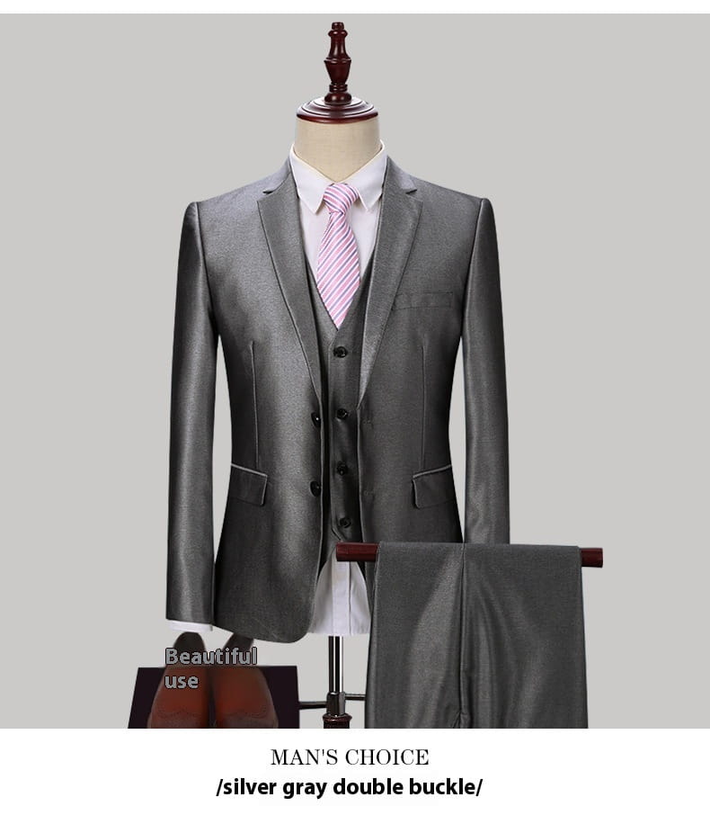 Dark Green Suit Suit Men’s Three-piece Suit Korean Slim Suit Business