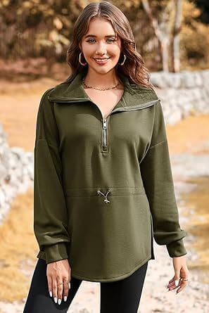 Women’s Super Plus Size Sweatshirt Half Zipper Drawstring
