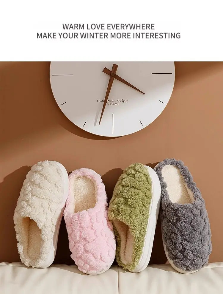 Home Fuzzy Slipper Unisex Cartoon Winter Plush Slipper Anti-Skid Soft Soled Cotton Shoes Comfy Outdoor Couple Slippers