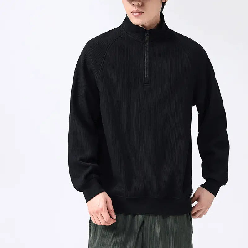 Fashion Stand-collar Fleece Sweatshirt Winter Warm Long Sleeve Top Men’s Clothing