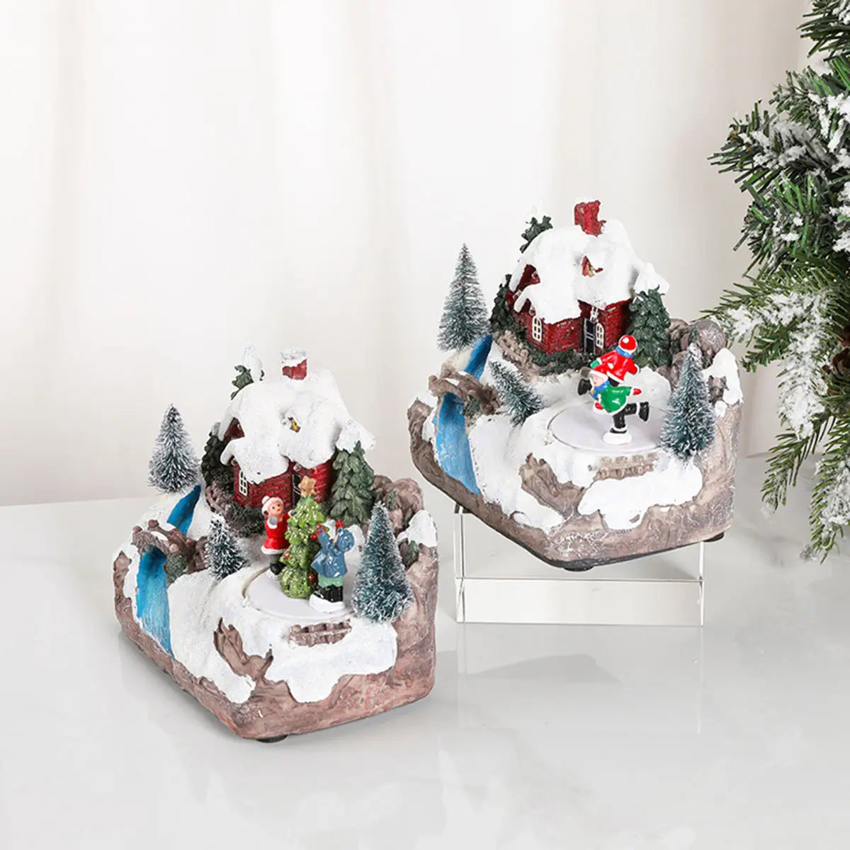 Christmas Rotating Resin Luminous Music Box Ornaments