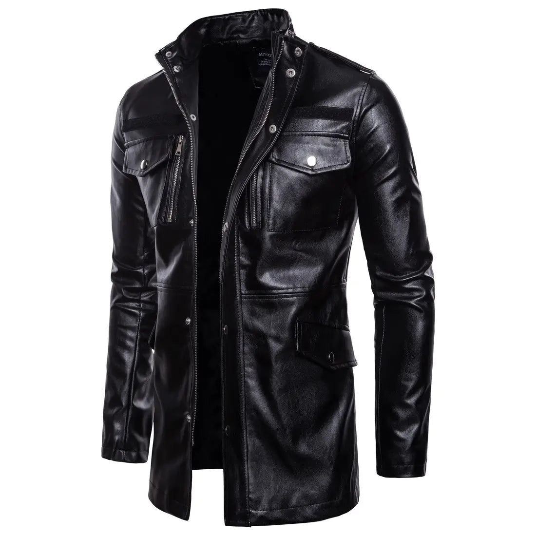 Stand-up Collar men’s Leather Jacket