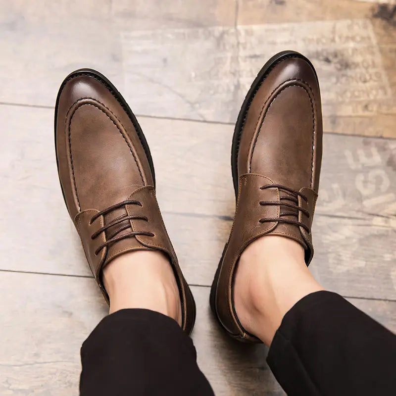 Autumn youth black leather shoes